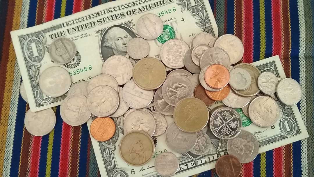 US Coins and US dollar bills