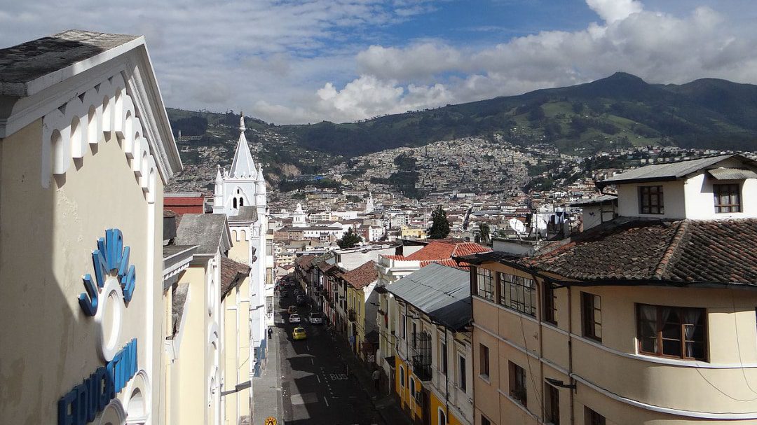 View over the tops of the La Tola Barrio of the Pichincha Volcano